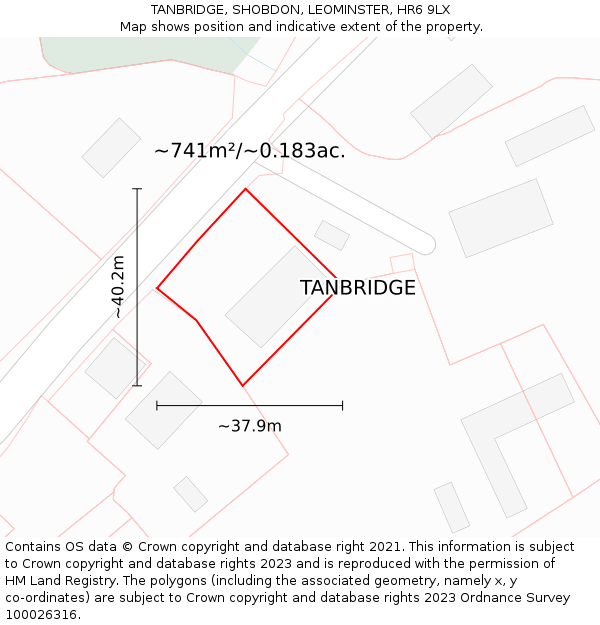 TANBRIDGE, SHOBDON, LEOMINSTER, HR6 9LX: Plot and title map