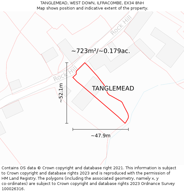TANGLEMEAD, WEST DOWN, ILFRACOMBE, EX34 8NH: Plot and title map