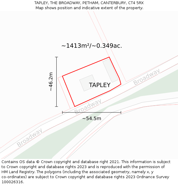 TAPLEY, THE BROADWAY, PETHAM, CANTERBURY, CT4 5RX: Plot and title map