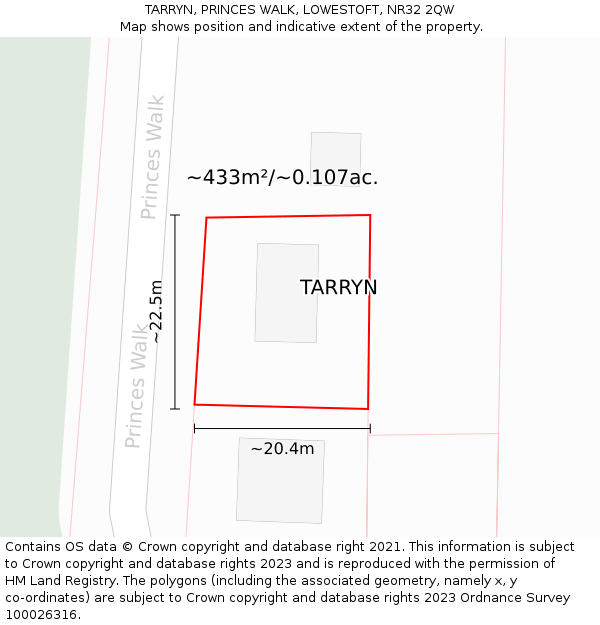 TARRYN, PRINCES WALK, LOWESTOFT, NR32 2QW: Plot and title map