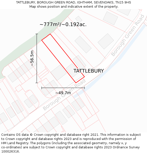 TATTLEBURY, BOROUGH GREEN ROAD, IGHTHAM, SEVENOAKS, TN15 9HS: Plot and title map