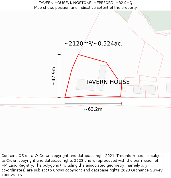TAVERN HOUSE, KINGSTONE, HEREFORD, HR2 9HQ: Plot and title map