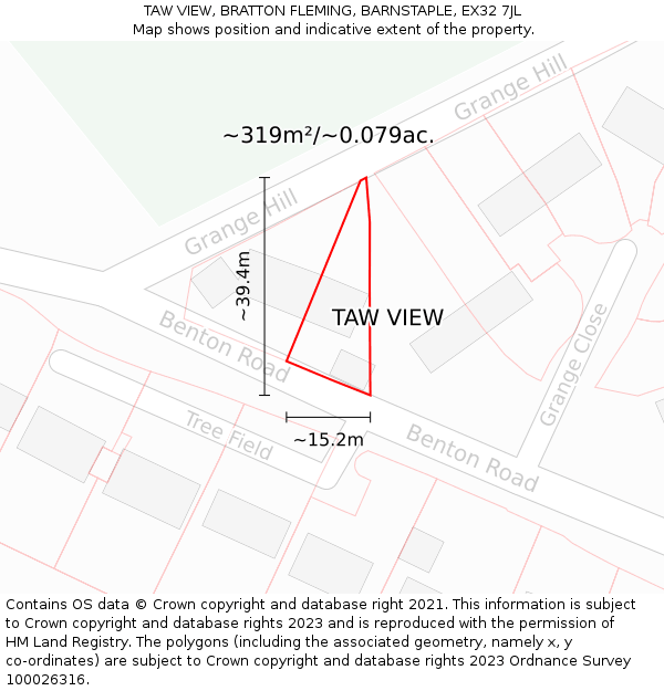 TAW VIEW, BRATTON FLEMING, BARNSTAPLE, EX32 7JL: Plot and title map