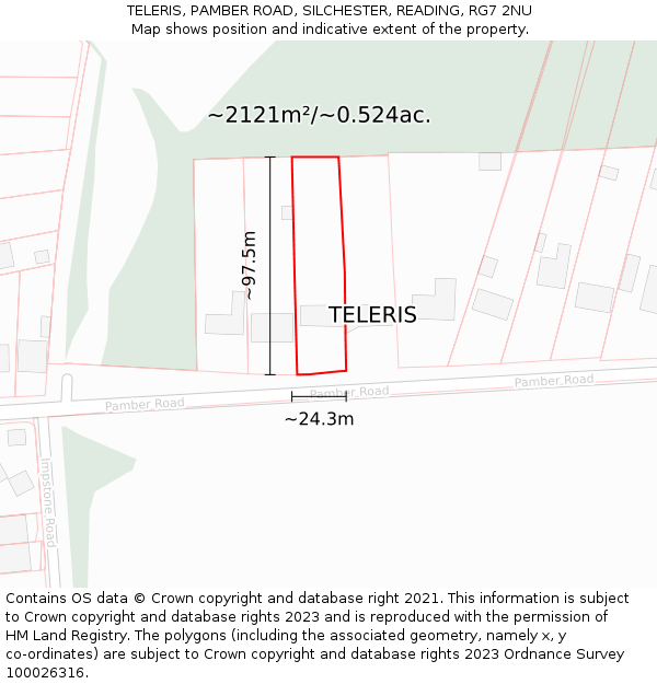 TELERIS, PAMBER ROAD, SILCHESTER, READING, RG7 2NU: Plot and title map
