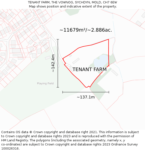 TENANT FARM, THE VOWNOG, SYCHDYN, MOLD, CH7 6EW: Plot and title map