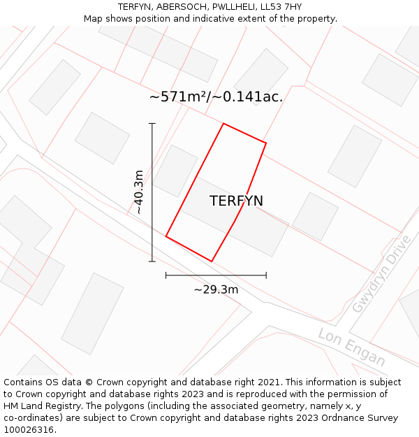 TERFYN, ABERSOCH, PWLLHELI, LL53 7HY: Plot and title map
