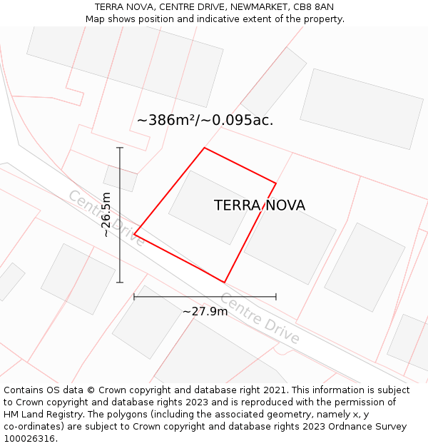 TERRA NOVA, CENTRE DRIVE, NEWMARKET, CB8 8AN: Plot and title map