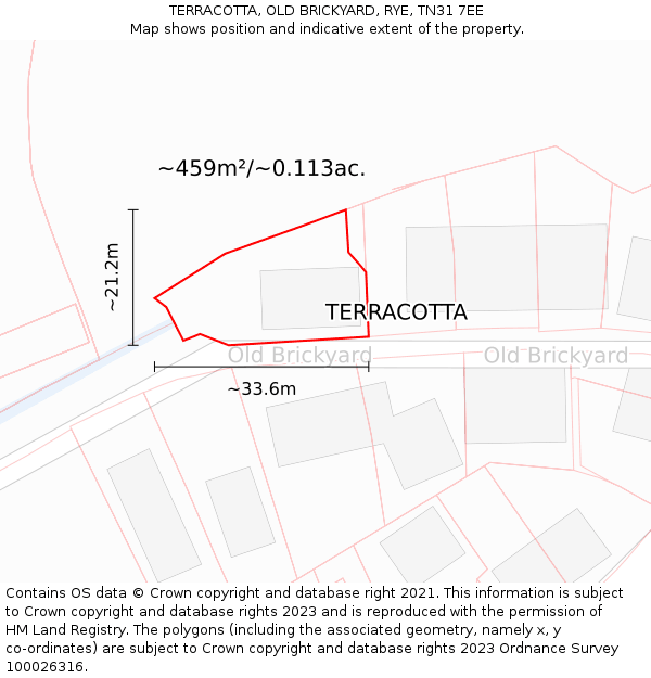 TERRACOTTA, OLD BRICKYARD, RYE, TN31 7EE: Plot and title map