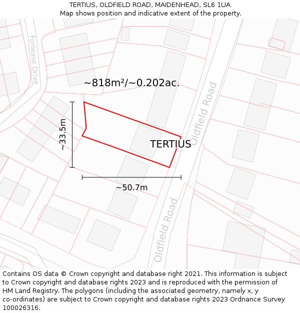 TERTIUS, OLDFIELD ROAD, MAIDENHEAD, SL6 1UA: Plot and title map
