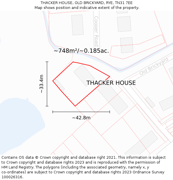THACKER HOUSE, OLD BRICKYARD, RYE, TN31 7EE: Plot and title map
