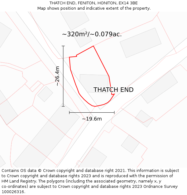 THATCH END, FENITON, HONITON, EX14 3BE: Plot and title map