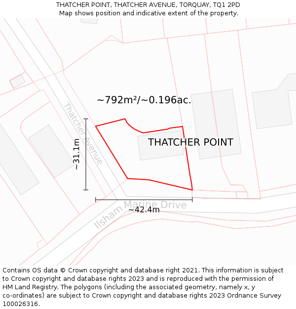 THATCHER POINT, THATCHER AVENUE, TORQUAY, TQ1 2PD: Plot and title map