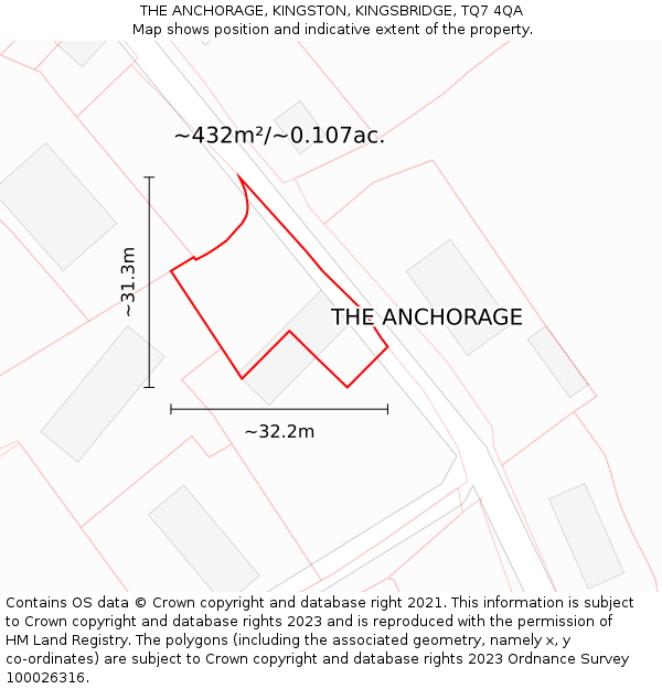 THE ANCHORAGE, KINGSTON, KINGSBRIDGE, TQ7 4QA: Plot and title map