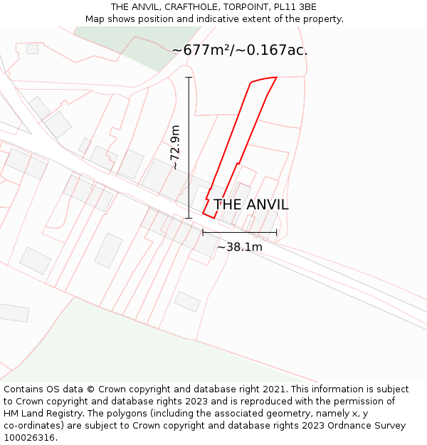THE ANVIL, CRAFTHOLE, TORPOINT, PL11 3BE: Plot and title map