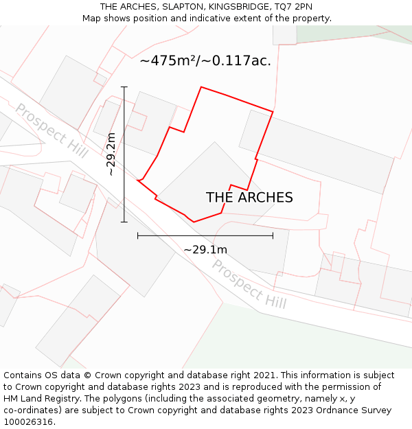 THE ARCHES, SLAPTON, KINGSBRIDGE, TQ7 2PN: Plot and title map