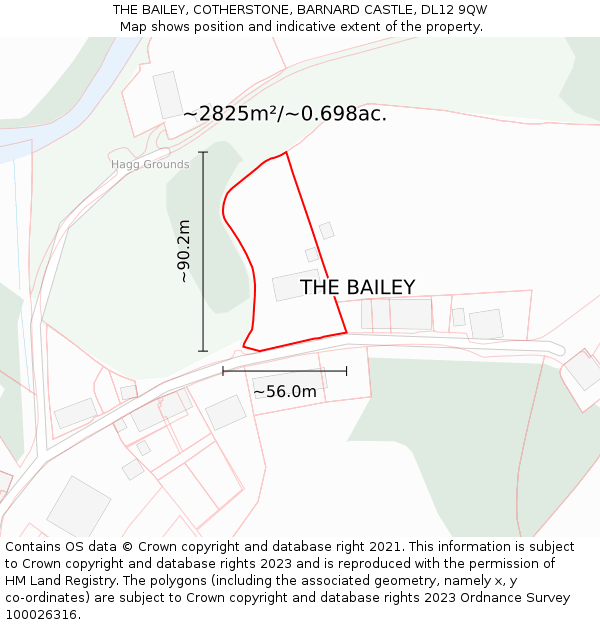 THE BAILEY, COTHERSTONE, BARNARD CASTLE, DL12 9QW: Plot and title map