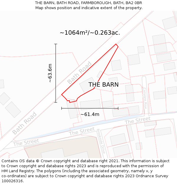 THE BARN, BATH ROAD, FARMBOROUGH, BATH, BA2 0BR: Plot and title map