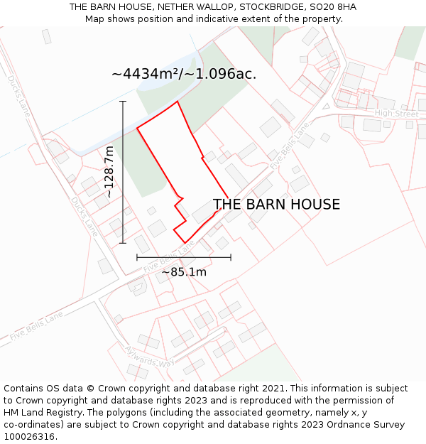 THE BARN HOUSE, NETHER WALLOP, STOCKBRIDGE, SO20 8HA: Plot and title map