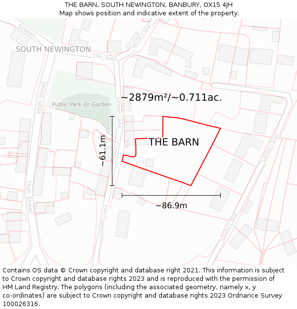 THE BARN, SOUTH NEWINGTON, BANBURY, OX15 4JH: Plot and title map