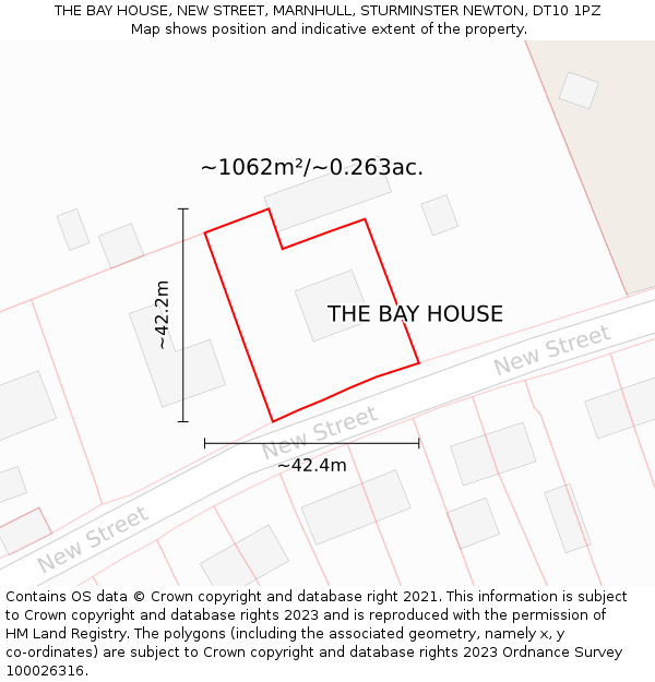 THE BAY HOUSE, NEW STREET, MARNHULL, STURMINSTER NEWTON, DT10 1PZ: Plot and title map