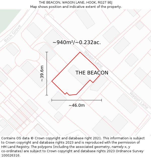 THE BEACON, WAGON LANE, HOOK, RG27 9EJ: Plot and title map