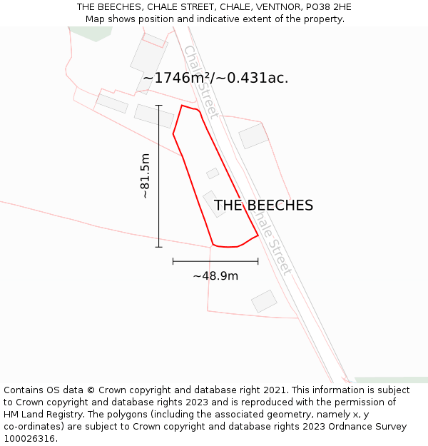 THE BEECHES, CHALE STREET, CHALE, VENTNOR, PO38 2HE: Plot and title map