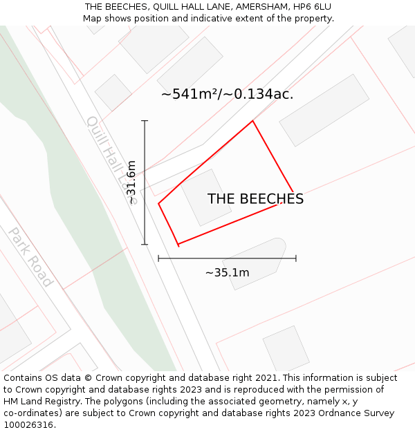 THE BEECHES, QUILL HALL LANE, AMERSHAM, HP6 6LU: Plot and title map
