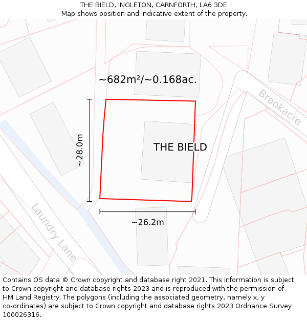 THE BIELD, INGLETON, CARNFORTH, LA6 3DE: Plot and title map