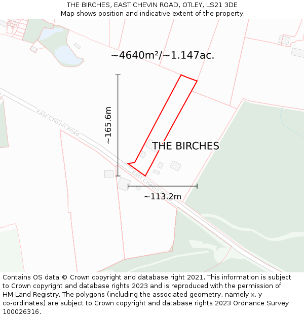 THE BIRCHES, EAST CHEVIN ROAD, OTLEY, LS21 3DE: Plot and title map