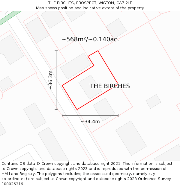 THE BIRCHES, PROSPECT, WIGTON, CA7 2LF: Plot and title map