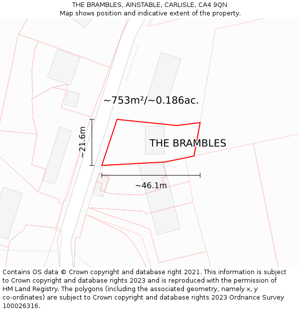THE BRAMBLES, AINSTABLE, CARLISLE, CA4 9QN: Plot and title map