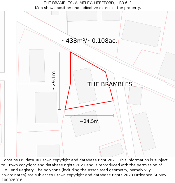 THE BRAMBLES, ALMELEY, HEREFORD, HR3 6LF: Plot and title map