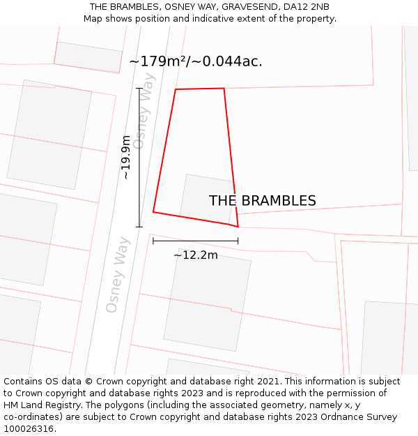 THE BRAMBLES, OSNEY WAY, GRAVESEND, DA12 2NB: Plot and title map