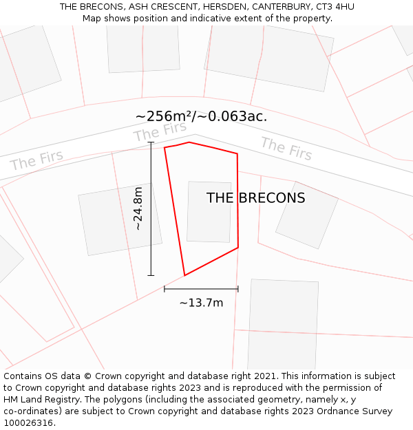 THE BRECONS, ASH CRESCENT, HERSDEN, CANTERBURY, CT3 4HU: Plot and title map