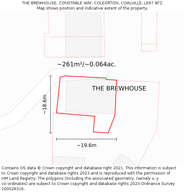 THE BREWHOUSE, CONSTABLE WAY, COLEORTON, COALVILLE, LE67 8FZ: Plot and title map