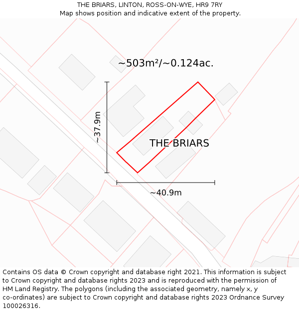THE BRIARS, LINTON, ROSS-ON-WYE, HR9 7RY: Plot and title map