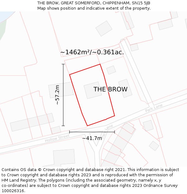 THE BROW, GREAT SOMERFORD, CHIPPENHAM, SN15 5JB: Plot and title map