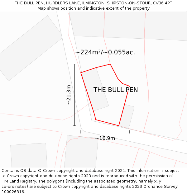 THE BULL PEN, HURDLERS LANE, ILMINGTON, SHIPSTON-ON-STOUR, CV36 4PT: Plot and title map