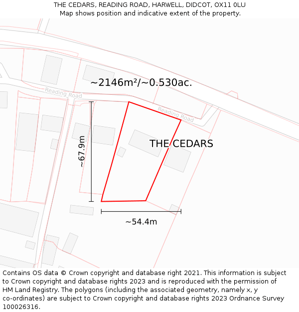 THE CEDARS, READING ROAD, HARWELL, DIDCOT, OX11 0LU: Plot and title map