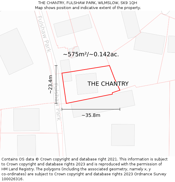 THE CHANTRY, FULSHAW PARK, WILMSLOW, SK9 1QH: Plot and title map