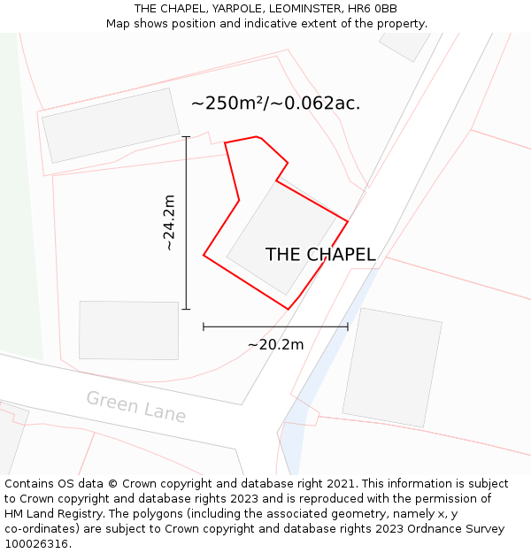 THE CHAPEL, YARPOLE, LEOMINSTER, HR6 0BB: Plot and title map
