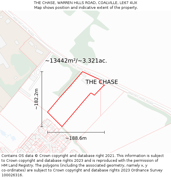 THE CHASE, WARREN HILLS ROAD, COALVILLE, LE67 4UX: Plot and title map