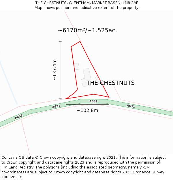 THE CHESTNUTS, GLENTHAM, MARKET RASEN, LN8 2AF: Plot and title map