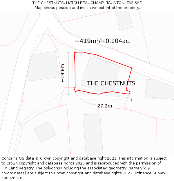 THE CHESTNUTS, HATCH BEAUCHAMP, TAUNTON, TA3 6AE: Plot and title map