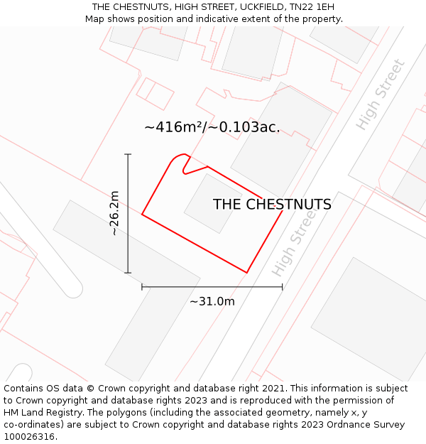 THE CHESTNUTS, HIGH STREET, UCKFIELD, TN22 1EH: Plot and title map