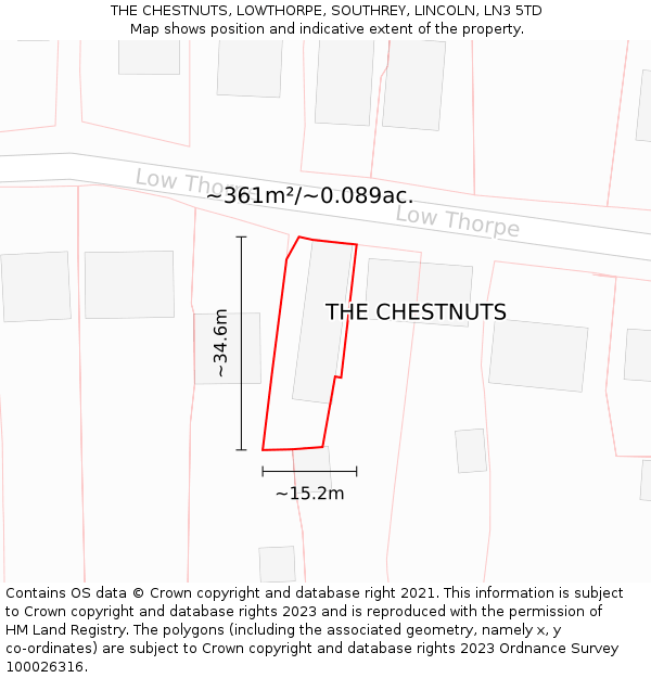 THE CHESTNUTS, LOWTHORPE, SOUTHREY, LINCOLN, LN3 5TD: Plot and title map