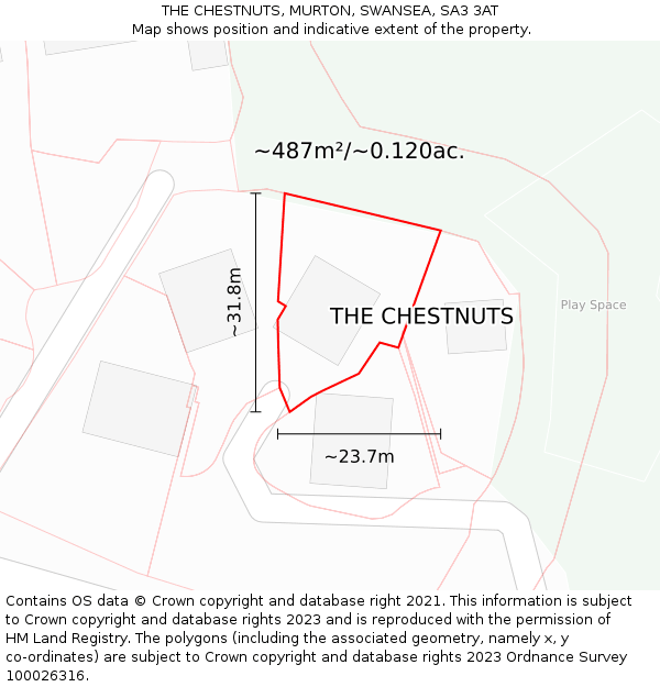 THE CHESTNUTS, MURTON, SWANSEA, SA3 3AT: Plot and title map