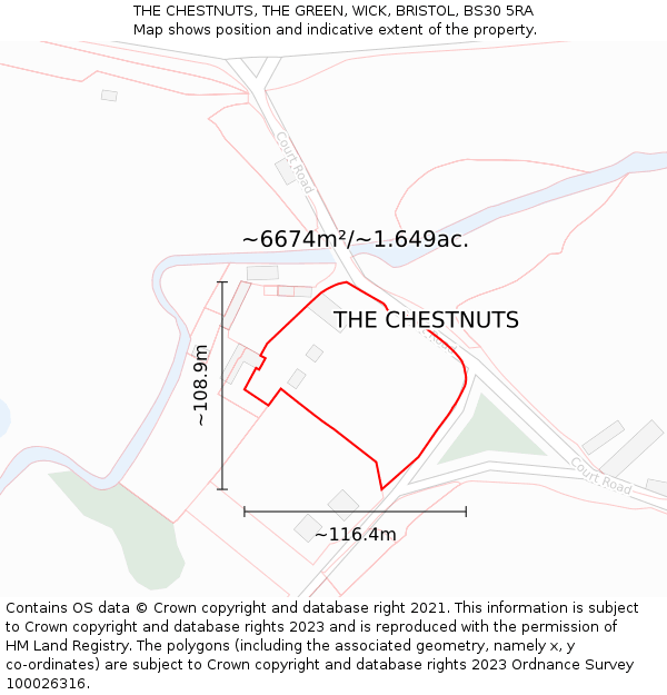 THE CHESTNUTS, THE GREEN, WICK, BRISTOL, BS30 5RA: Plot and title map