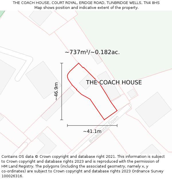 THE COACH HOUSE, COURT ROYAL, ERIDGE ROAD, TUNBRIDGE WELLS, TN4 8HS: Plot and title map