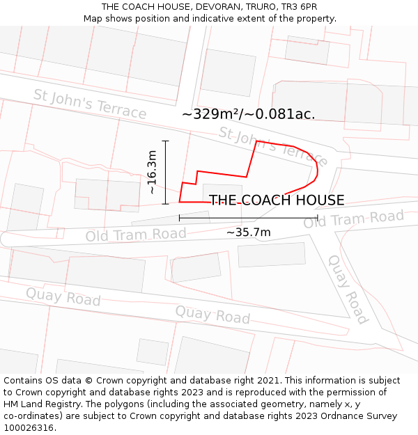THE COACH HOUSE, DEVORAN, TRURO, TR3 6PR: Plot and title map